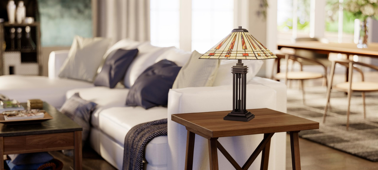 tiffany lamp on a table