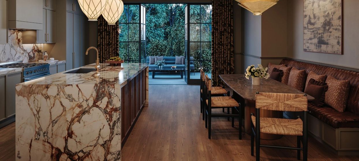 Image of a modern kitchen with wood floors