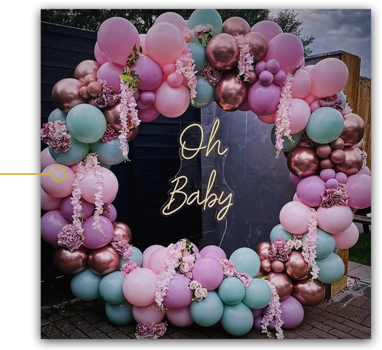 Oh Baby beautiful balloon arch for baby shower