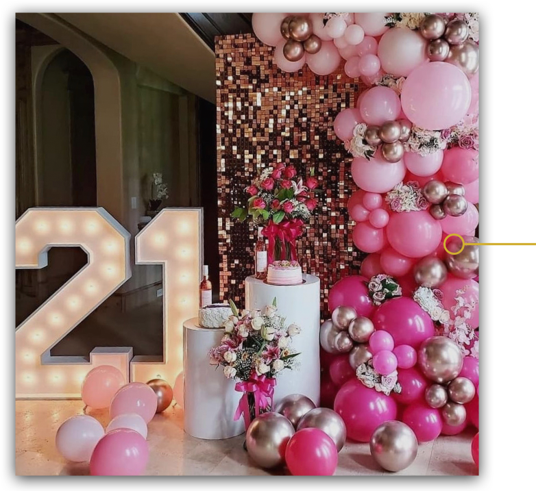 Balloon Demi arch for a 21st birthday