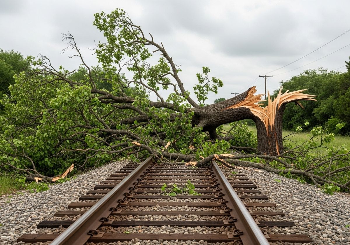 Fallen Tree on Railroad Tracks