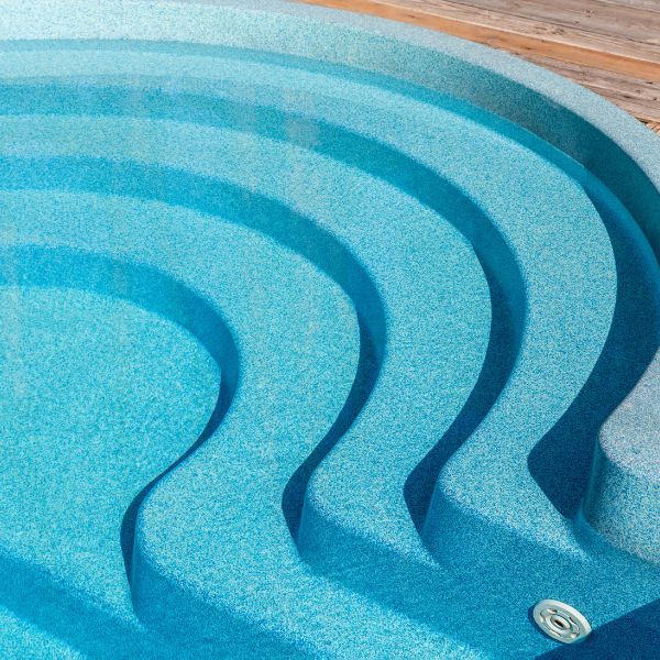 curved fiberglass pool steps