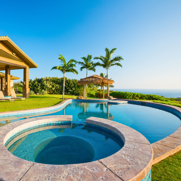 home pool with spa