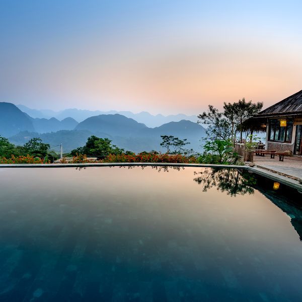 A mountain side swimming pool