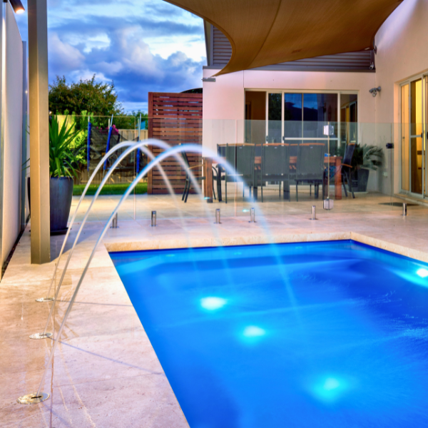 home pool with fountains