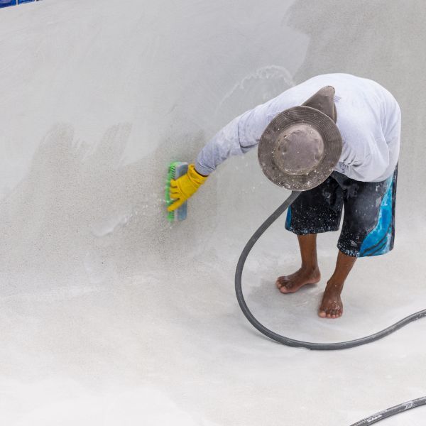 washing plaster pool