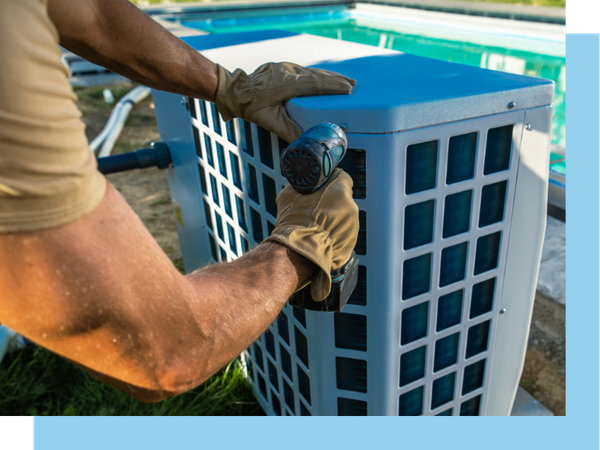 A pool contractor fixing a pool