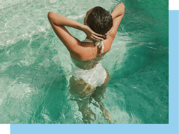 A women relaxing in a pool