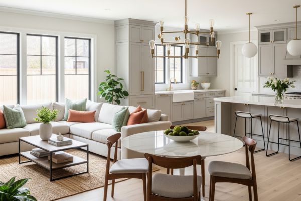 renovated kitchen and living room space