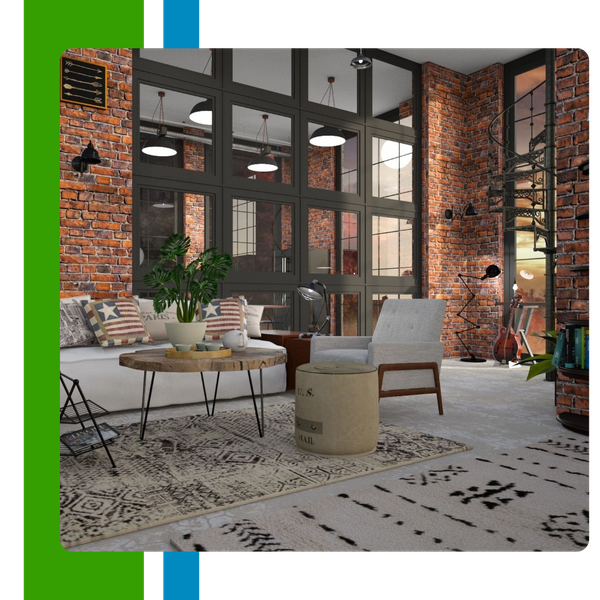 nice interior home with brick walls