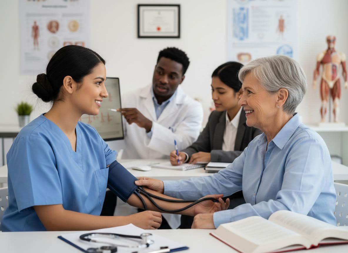 Medical Team Interacting with Patient During Check-up and Consultation