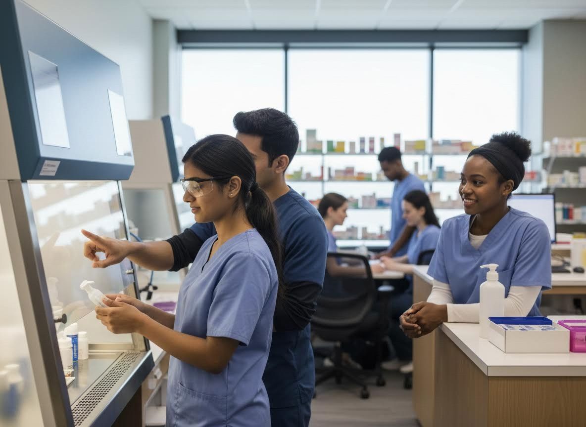 Diverse Healthcare Students Working in a Medical Laboratory