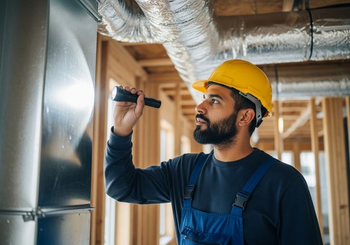 HVAC Technician Inspecting Ductwork