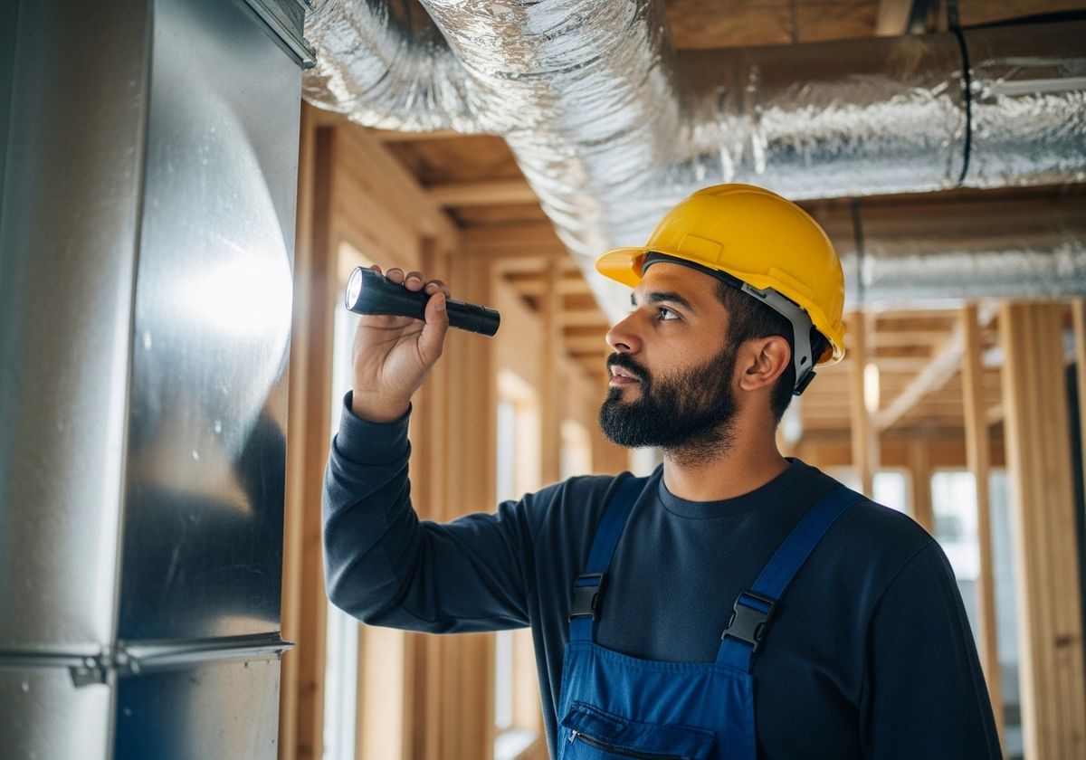 HVAC Technician Inspecting Ductwork