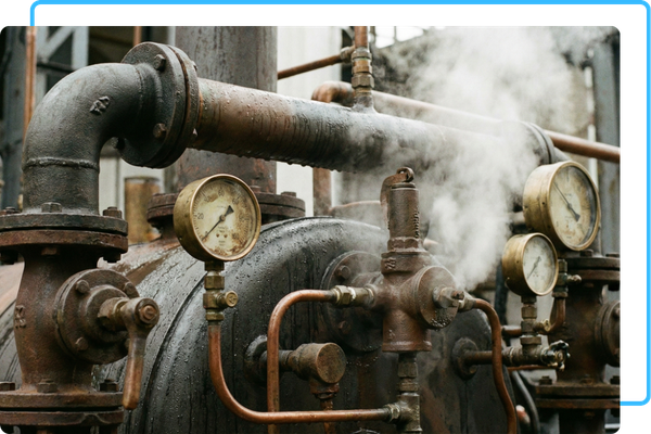 boiler with pipes and gauges