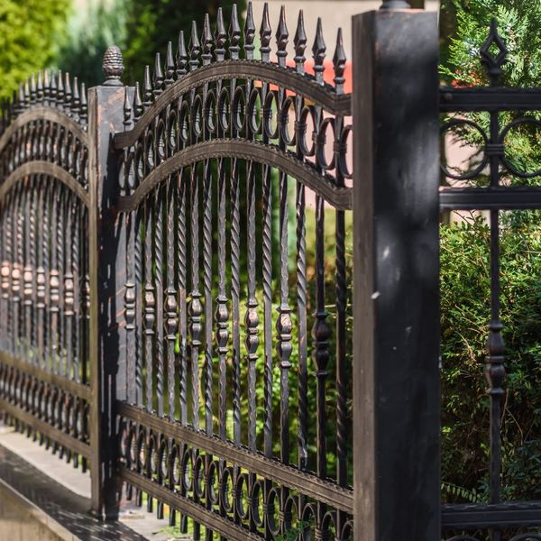 Black wrought iron fence