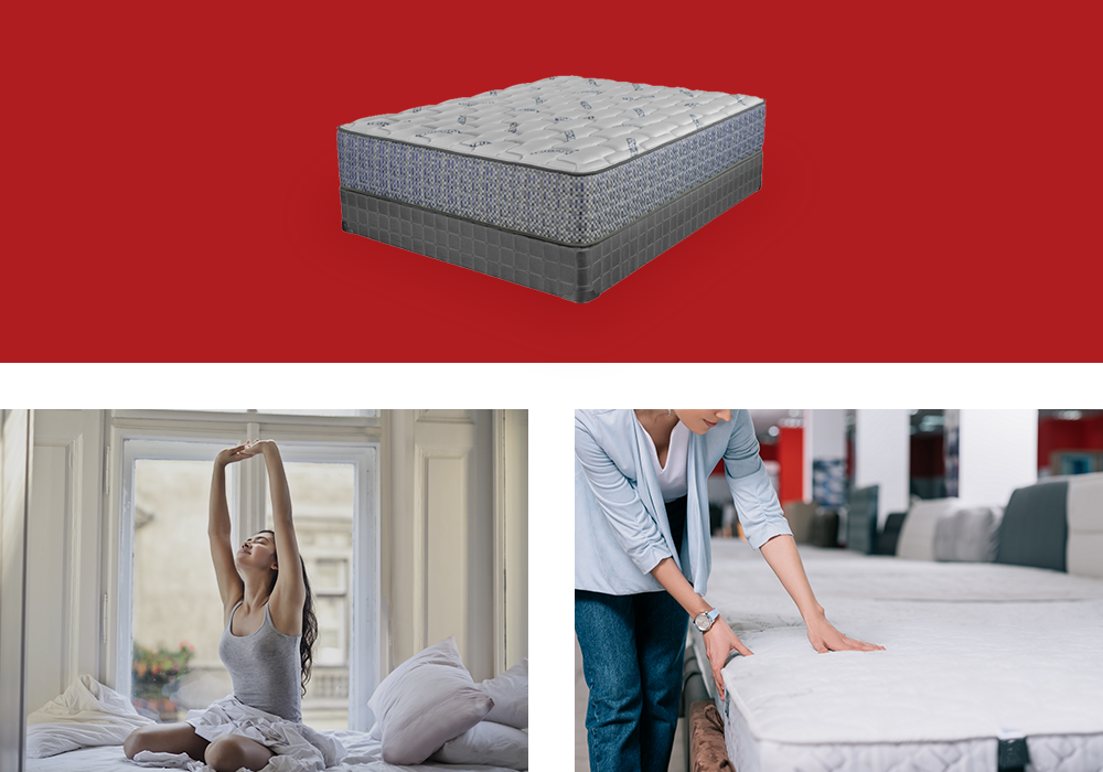 A collage of mattresses and people in bed