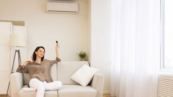 a woman relaxing in her AC