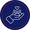 Icon of a hand holding up a family with a heart above them