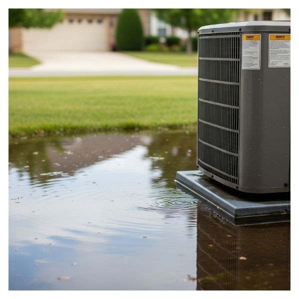 Air conditioner pooled in water