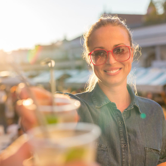 toasting drinks at outdoor event