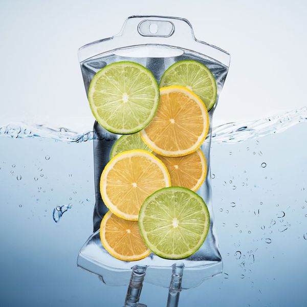 vitamin iv drip in water with citrus fruit