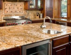 brown quartz countertops in a kitchen