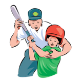 Icon of couch teaching a kid to play baseball