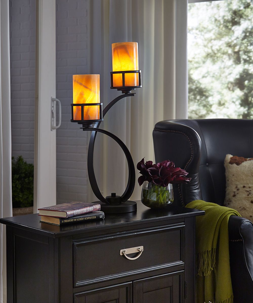Table lamps on end table