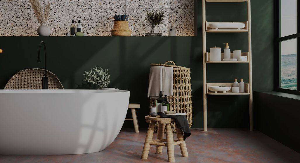 dark green bathroom