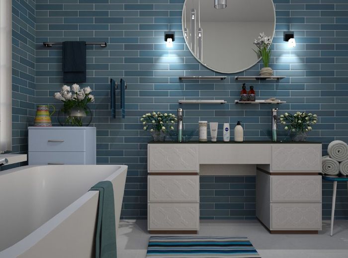 blue bathroom