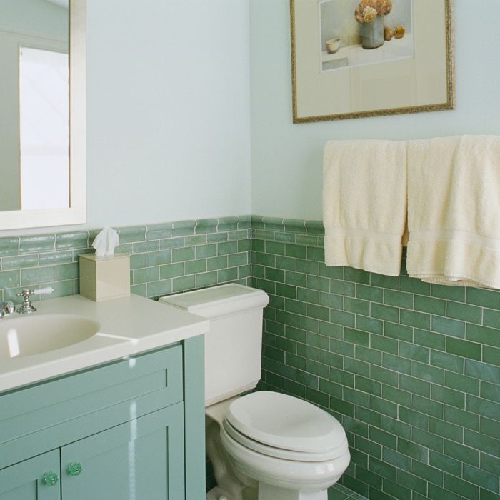 green tile in bathroom