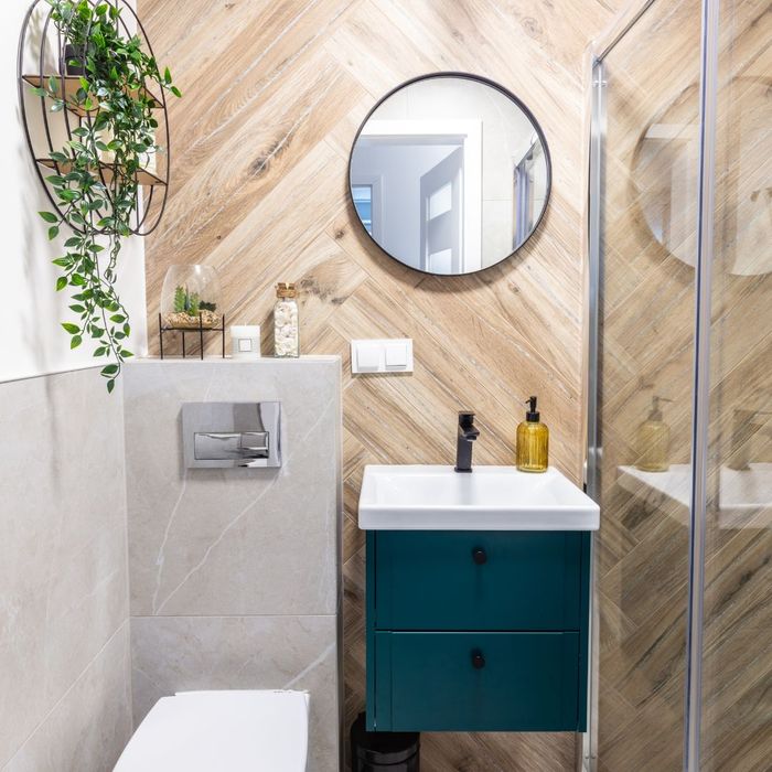 bathroom with wall-mounted vanity 