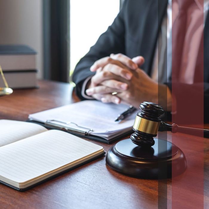 lawyer sitting at desk