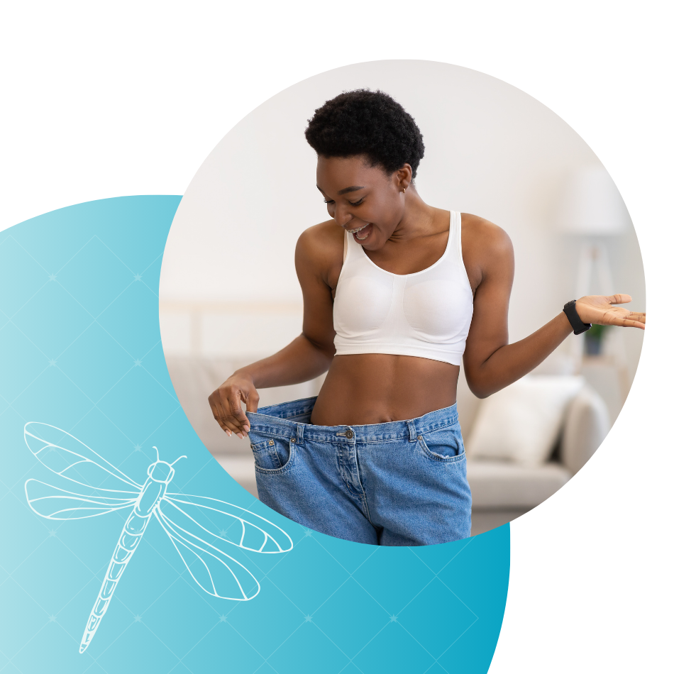 woman happy about her weight loss