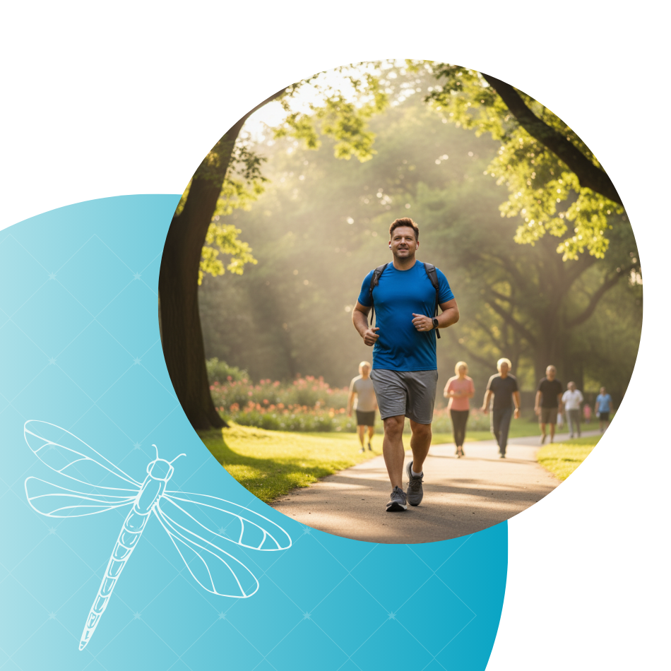 man on a jog during weight loss treatment to support long-term results