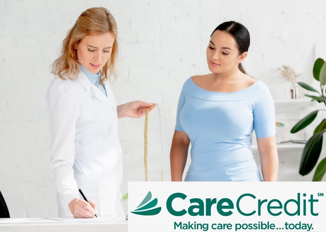 weight loss check in with doctor and care credit logo