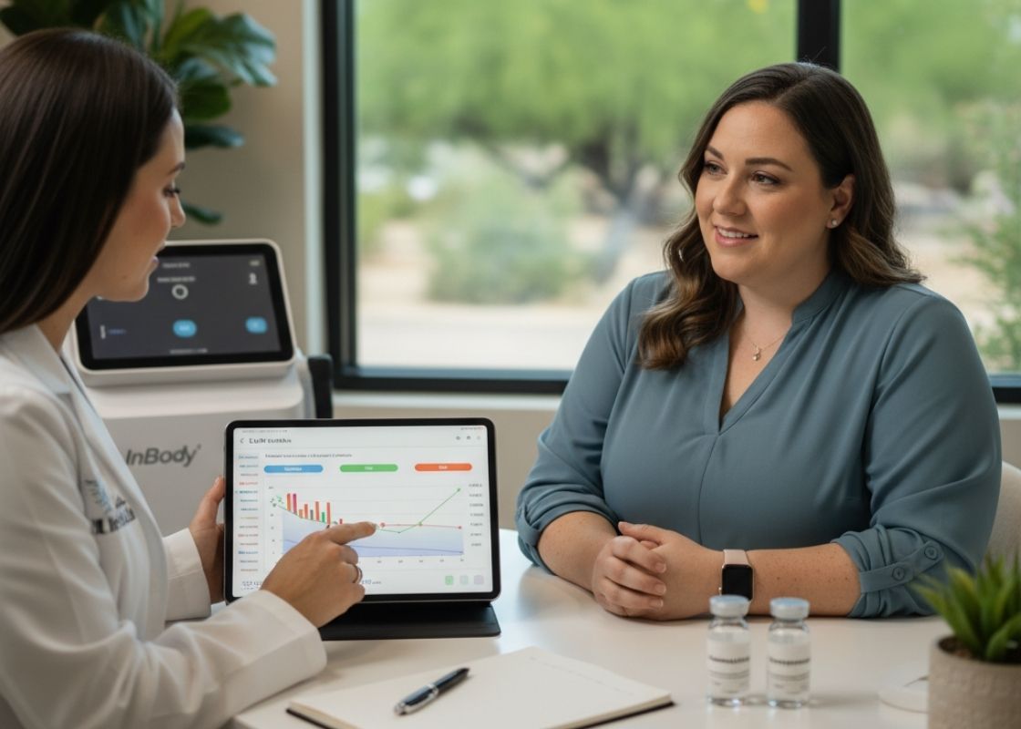 woman meeting with a licensed provider for GLP-1 weight loss treatment