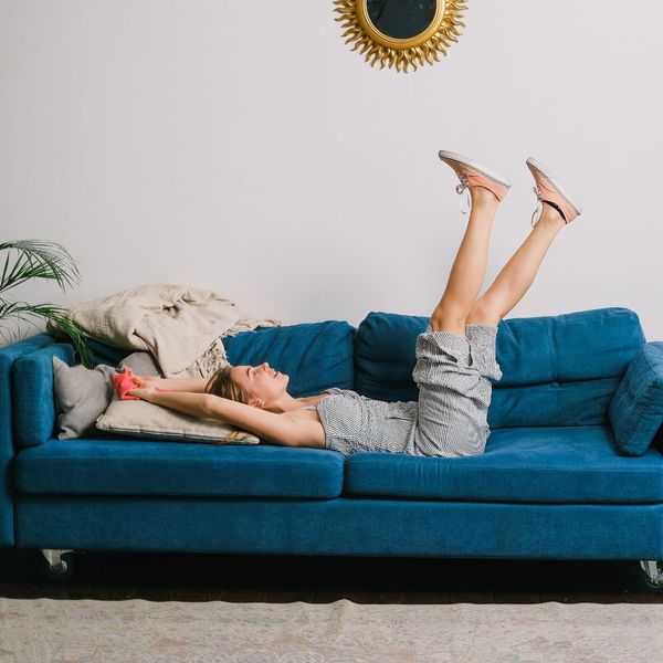 woman relaxing in living room