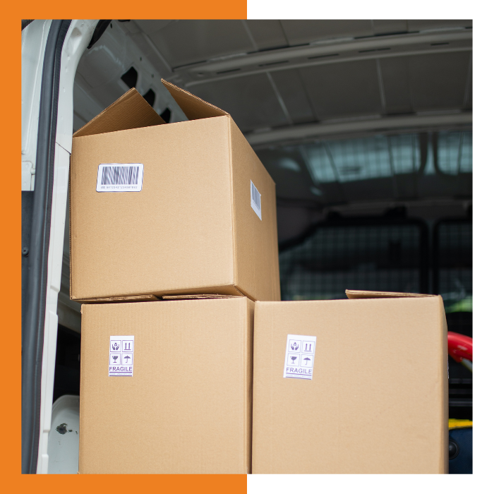 Packages in the back of a delivery truck
