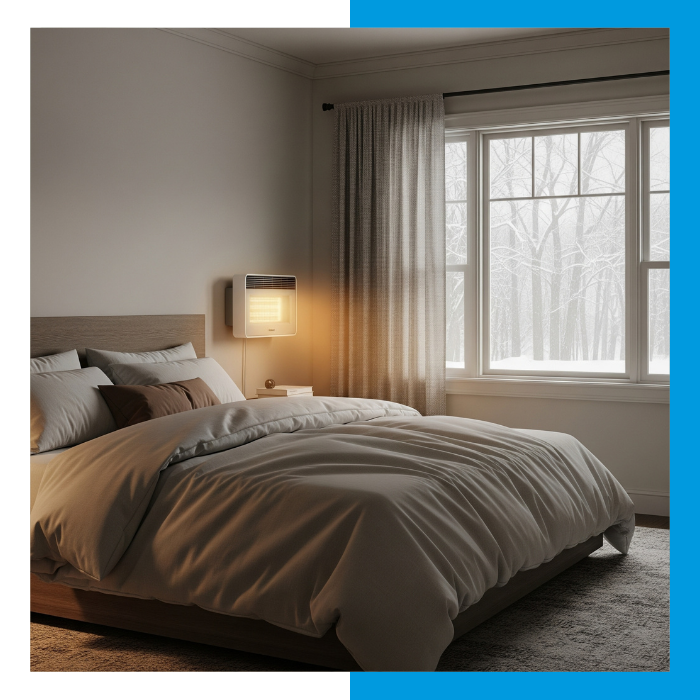 A mini split heater provides efficient warmth