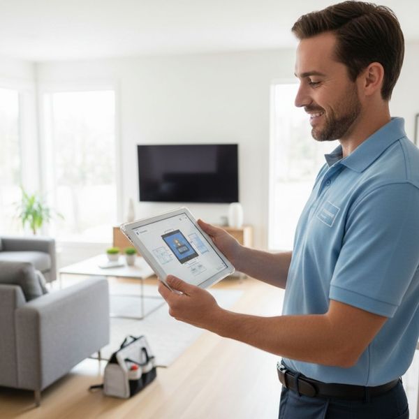 Person looking at air flow distribution on tablet