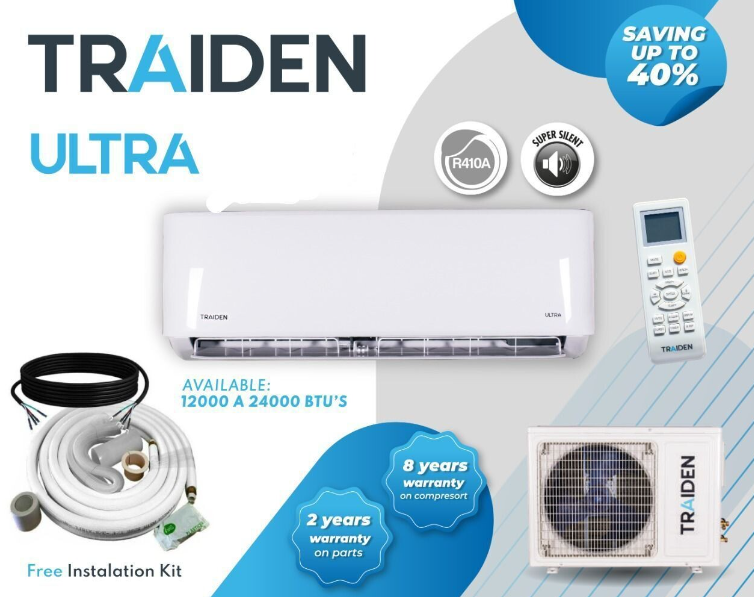 Traiden 12K BTU, Wi-Fi Enabled, 1 Ton Standard Ductless Mini Split System with Heat Pump