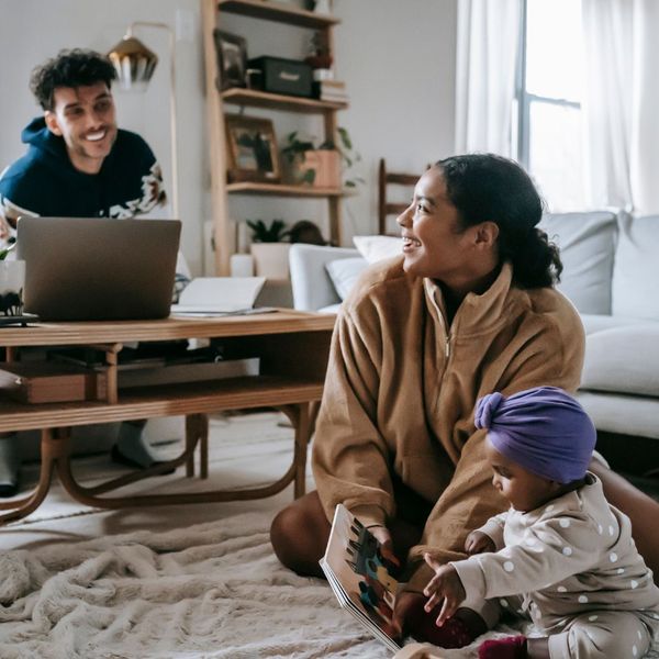 family in living room