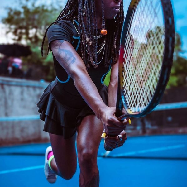 Woman on the tennis court