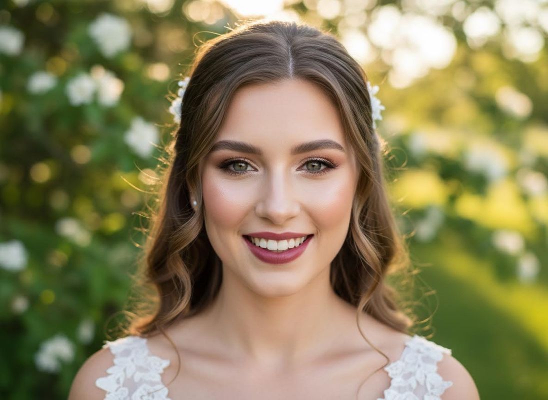Radiant Bride Smiling in a Floral Garden