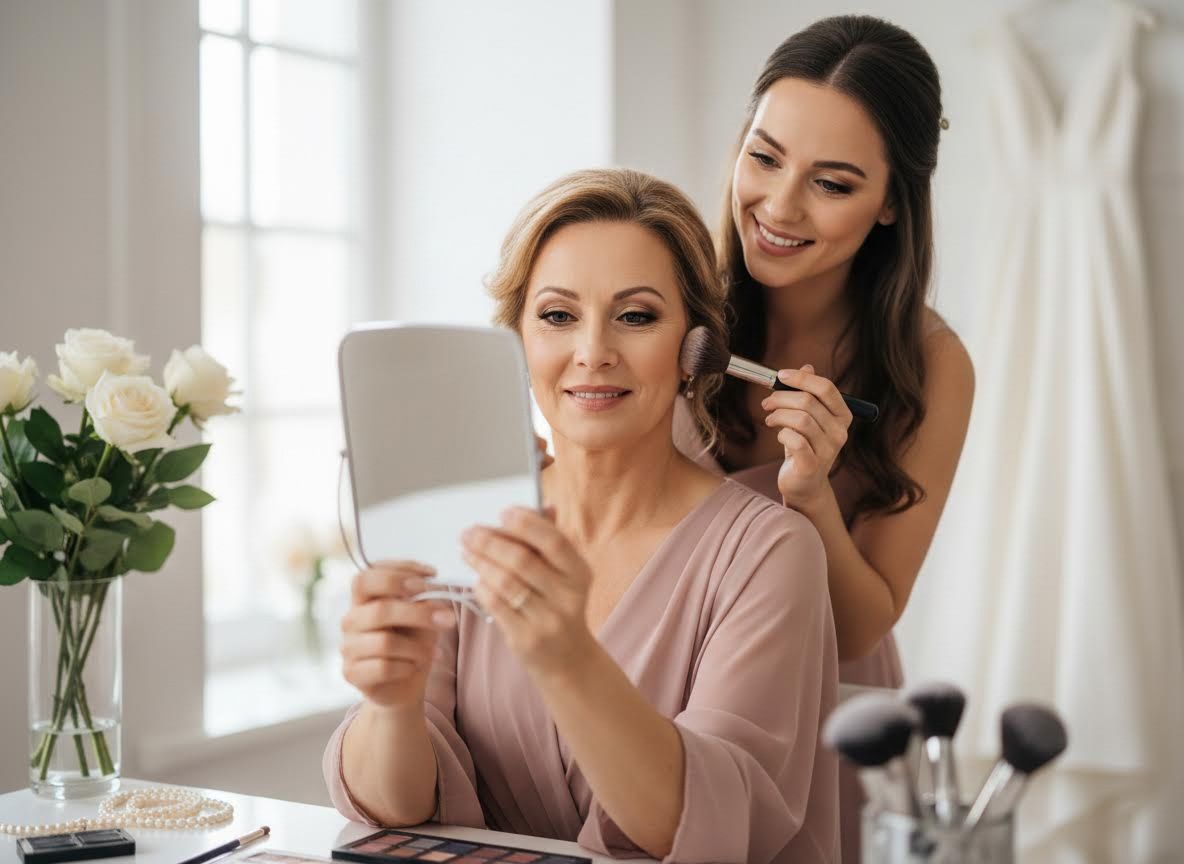 Wedding day makeup for mother and daughter