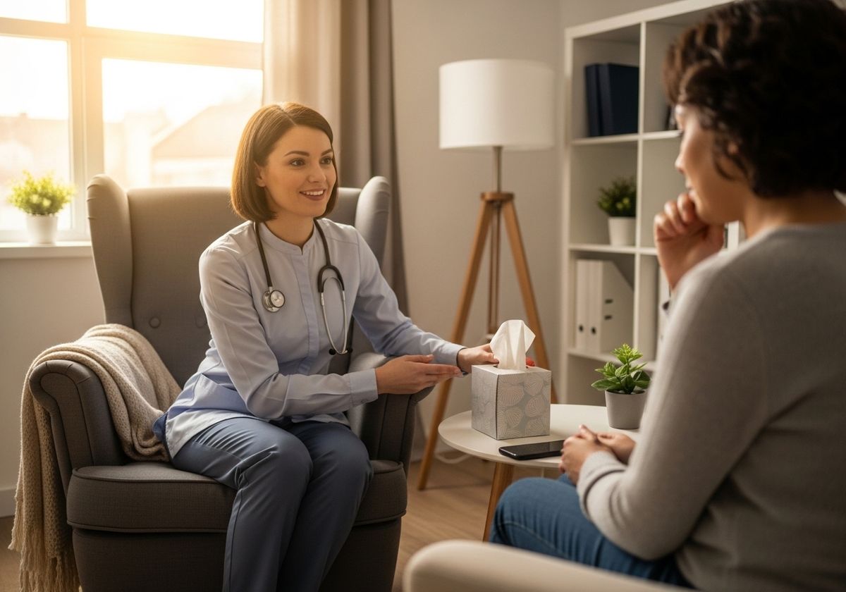 Therapist Offering Tissues to Patient
