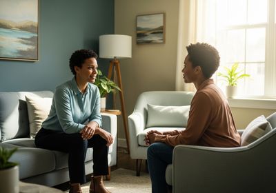 Two women in a counseling session