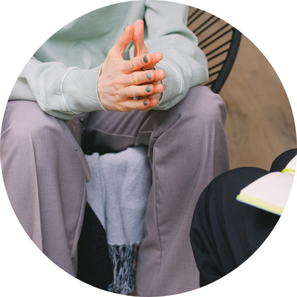 personal holding their hands together in a session